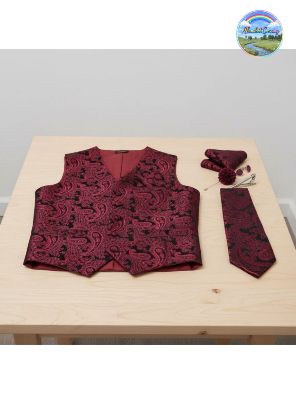 Silk Men's Paisley Vest and Tie Set Formal Waistcoat Tuxedo Wedding